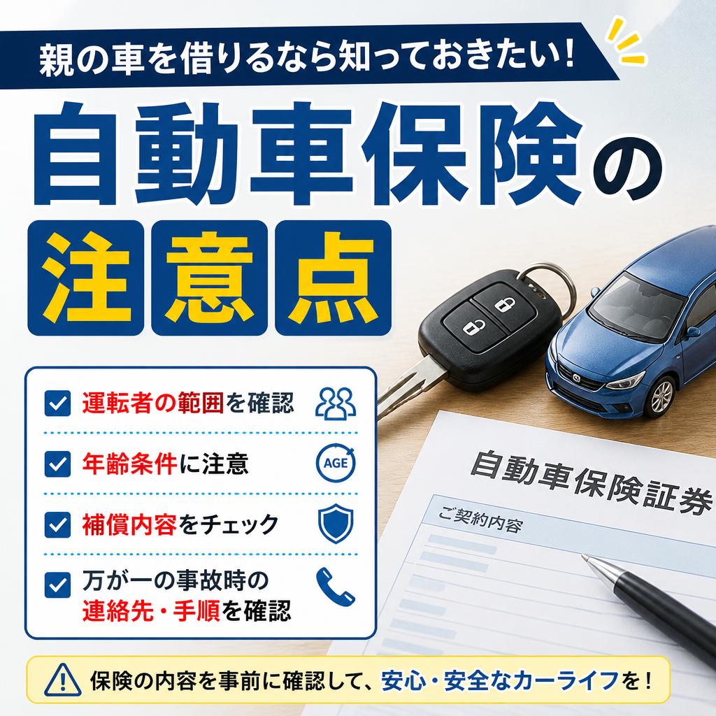 親の車を借りるなら知っておきたい！自動車保険の注意点