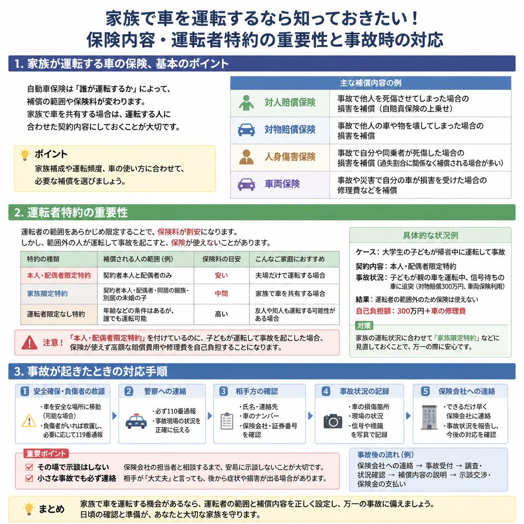 家族の車を運転する場合の注意点