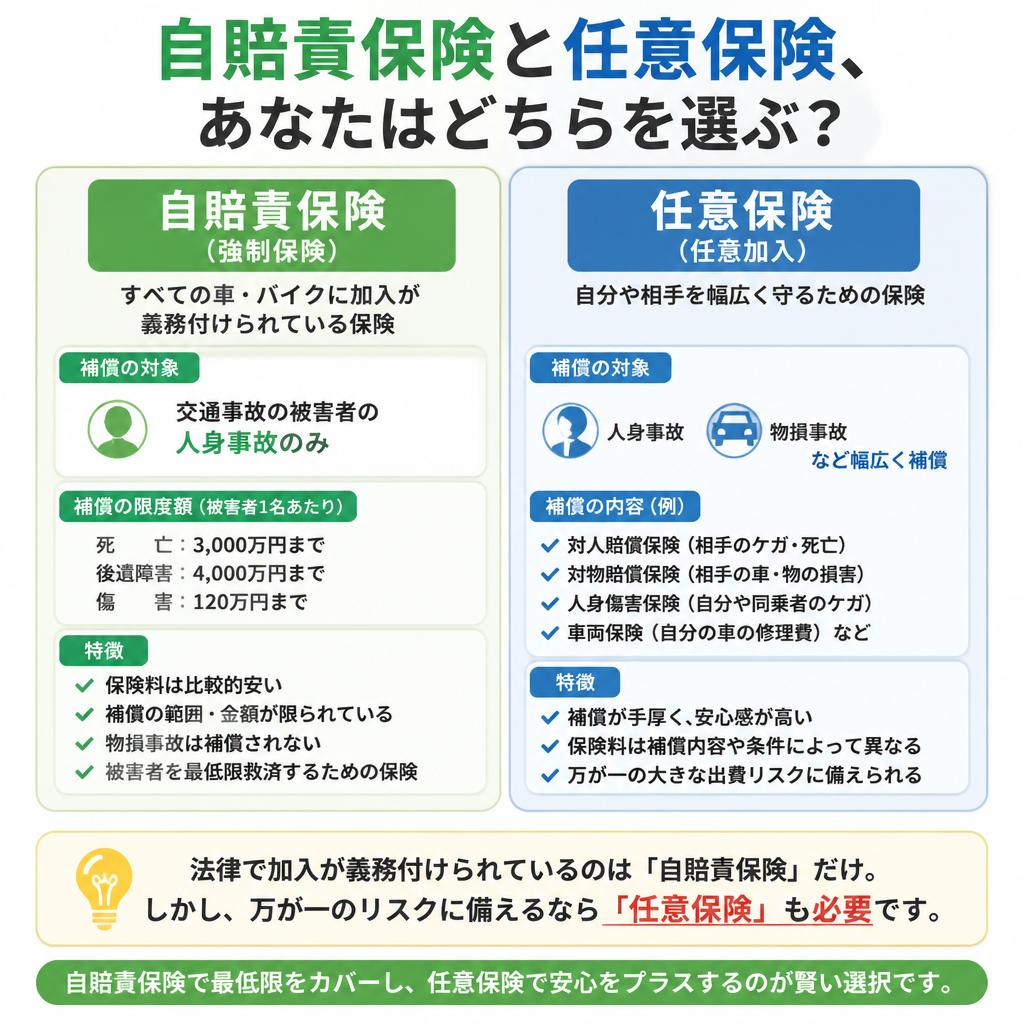 自賠責保険と任意保険、あなたはどちらを選ぶ？