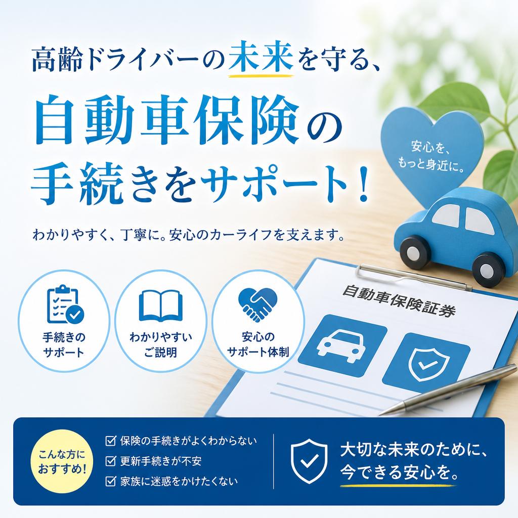 高齢ドライバーの未来を守る、自動車保険の手続きをサポート！