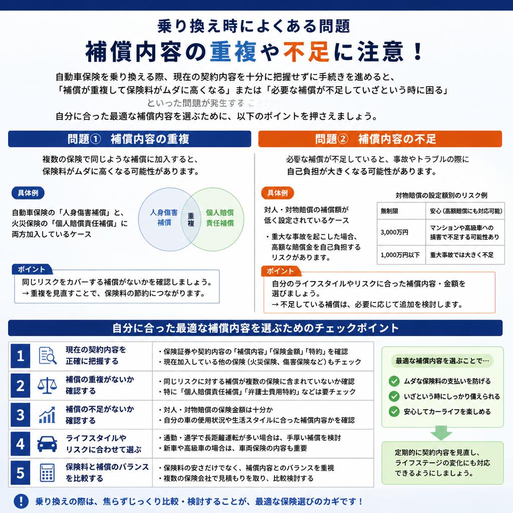 補償内容の重複と不足