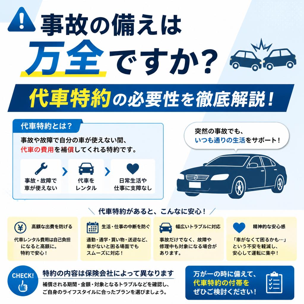 事故の備えは万全ですか？代車特約の必要性を徹底解説！